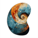 Orange Teal Abstract Spirals I - Asymmetric Metal Wall Art