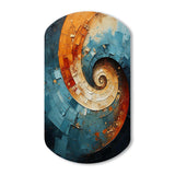 Orange Teal Abstract Spirals I - Asymmetric Metal Wall Art