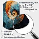 Orange Teal Abstract Spirals I - Asymmetric Metal Wall Art