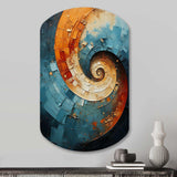 Orange Teal Abstract Spirals I - Asymmetric Metal Wall Art