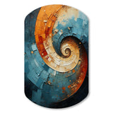 Orange Teal Abstract Spirals I - Asymmetric Metal Wall Art