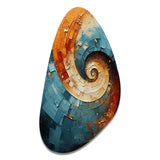 Orange Teal Abstract Spirals I - Asymmetric Metal Wall Art