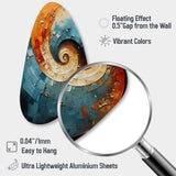 Orange Teal Abstract Spirals I - Asymmetric Metal Wall Art