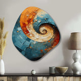 Orange Teal Abstract Spirals I - Asymmetric Metal Wall Art