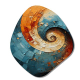 Orange Teal Abstract Spirals I - Asymmetric Metal Wall Art