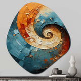 Orange Teal Abstract Spirals I - Asymmetric Metal Wall Art