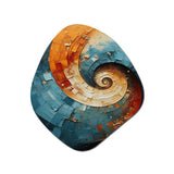 Orange Teal Abstract Spirals I - Asymmetric Metal Wall Art