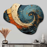 Orange Teal Abstract Spirals II - Asymmetric Metal Wall Art