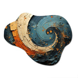 Orange Teal Abstract Spirals II - Asymmetric Metal Wall Art