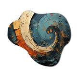 Orange Teal Abstract Spirals II - Asymmetric Metal Wall Art