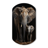 Elephant Familly In Black And White - Asymmetric Metal Wall Art