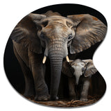 Elephant Familly In Black And White - Asymmetric Metal Wall Art