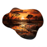 African Sunset Oasis I - Asymmetric Metal Wall Art