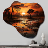 African Sunset Oasis I - Asymmetric Metal Wall Art