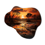 African Sunset Oasis I - Asymmetric Metal Wall Art