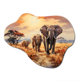 African Elephant Prairies I - Asymmetric Metal Wall Art