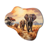 African Elephant Prairies I - Asymmetric Metal Wall Art