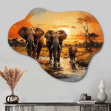 African Elephant Prairies IV - Asymmetric Metal Wall Art