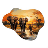 African Elephant Prairies IV - Asymmetric Metal Wall Art