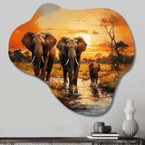 African Elephant Prairies IV - Asymmetric Metal Wall Art