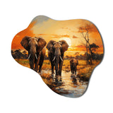 African Elephant Prairies IV - Asymmetric Metal Wall Art