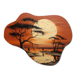 African Tribal Sunset I - Asymmetric Metal Wall Art