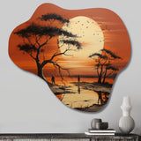 African Tribal Sunset I - Asymmetric Metal Wall Art