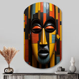 African Tribal Mask Kente II - Asymmetric Metal Wall Art