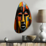 African Tribal Mask Kente II - Asymmetric Metal Wall Art