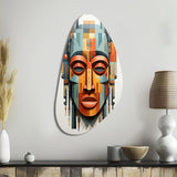 African Tribal Mask Kente I - Asymmetric Metal Wall Art