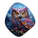 Purple Grey Animal Amethyst Owl Drips - Asymmetric Metal Wall Art