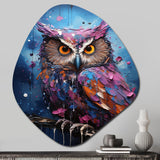 Purple Grey Animal Amethyst Owl Drips - Asymmetric Metal Wall Art