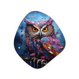 Purple Grey Animal Amethyst Owl Drips - Asymmetric Metal Wall Art