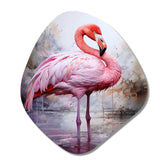 Animal Coral Flamingo Delicate II - Asymmetric Metal Wall Art