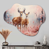 Pink Deer Gentle Wilderness II - Asymmetric Metal Wall Art