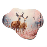 Pink Deer Gentle Wilderness II - Asymmetric Metal Wall Art