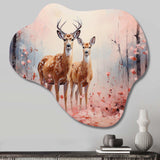 Pink Deer Gentle Wilderness II - Asymmetric Metal Wall Art