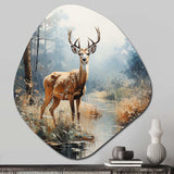 Animal Deer Misty Morning I - Asymmetric Metal Wall Art