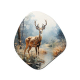 Animal Deer Misty Morning I - Asymmetric Metal Wall Art