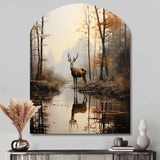 Animal Deer Misty Morning II - Asymmetric Metal Wall Art