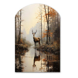 Animal Deer Misty Morning II - Asymmetric Metal Wall Art