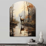 Animal Deer Misty Morning II - Asymmetric Metal Wall Art