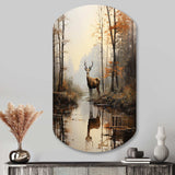 Animal Deer Misty Morning II - Asymmetric Metal Wall Art