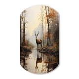 Animal Deer Misty Morning II - Asymmetric Metal Wall Art