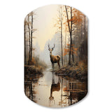 Animal Deer Misty Morning II - Asymmetric Metal Wall Art