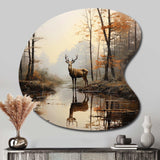 Animal Deer Misty Morning II - Asymmetric Metal Wall Art