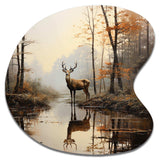 Animal Deer Misty Morning II - Asymmetric Metal Wall Art