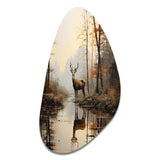 Animal Deer Misty Morning II - Asymmetric Metal Wall Art