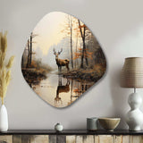 Animal Deer Misty Morning II - Asymmetric Metal Wall Art