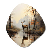 Animal Deer Misty Morning II - Asymmetric Metal Wall Art